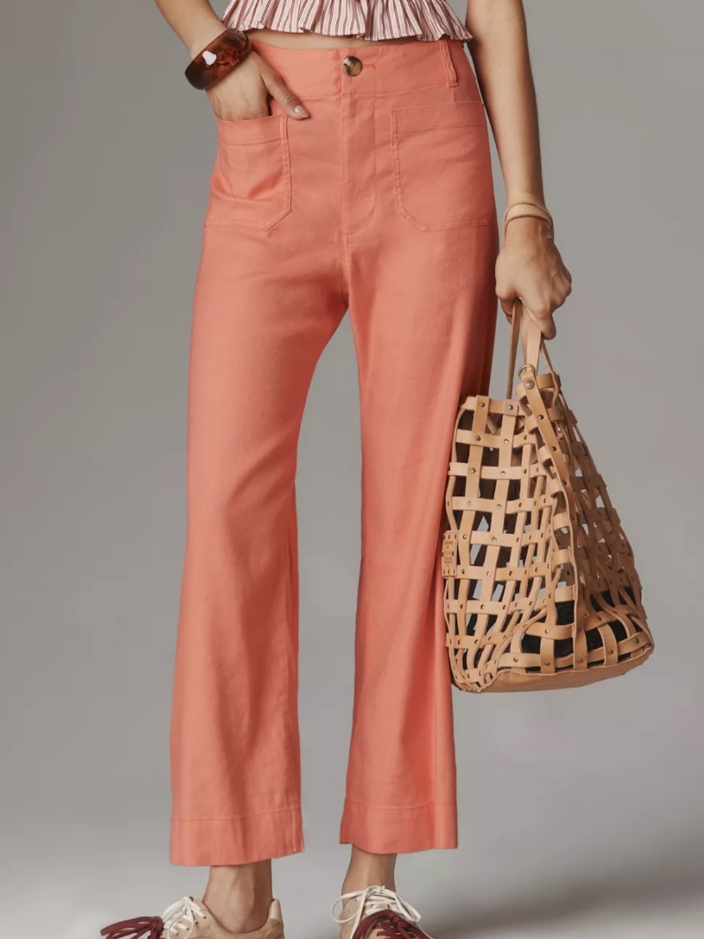 Maeve Colette European linen stretch, high-rise wide leg pants, size 29.